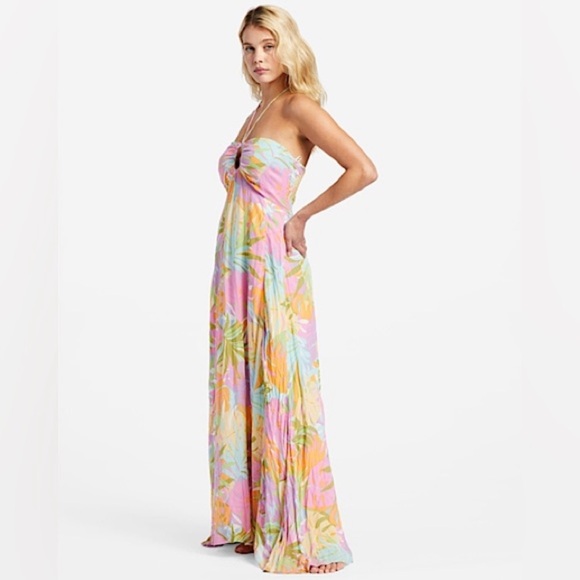 Billabong So Groovy Floral Tropical Pastel Maxi Dress - Picture 8 of 14